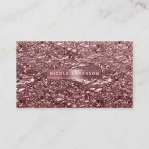Carte De Visite Rose Gold Liquide Chrome Métallisé Glam Chic