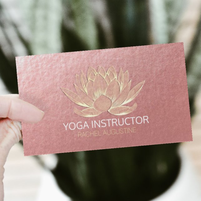 Carte De Visite Rose Gold Lotus Yoga Méditation Reiki Instructeur (Créateur téléchargé)