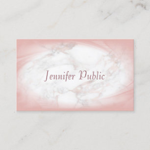 Carte De Visite Rose Gold Marble Élégant Script manuscrit Modern
