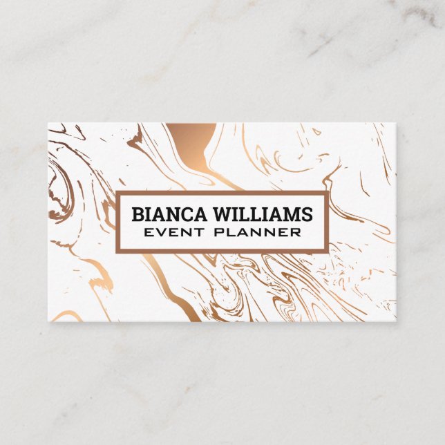 Carte De Visite Rose Gold Marble Liquify Arrière - plan (Devant)