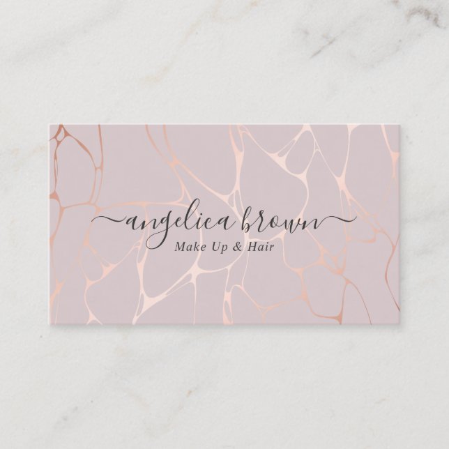 Carte De Visite Rose Gold Marble Motif Signature Script (Devant)