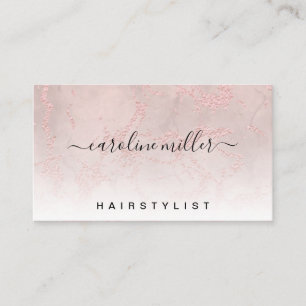 Carte De Visite Rose Gold Marbre Feuille D'or Coiffure Maquillage