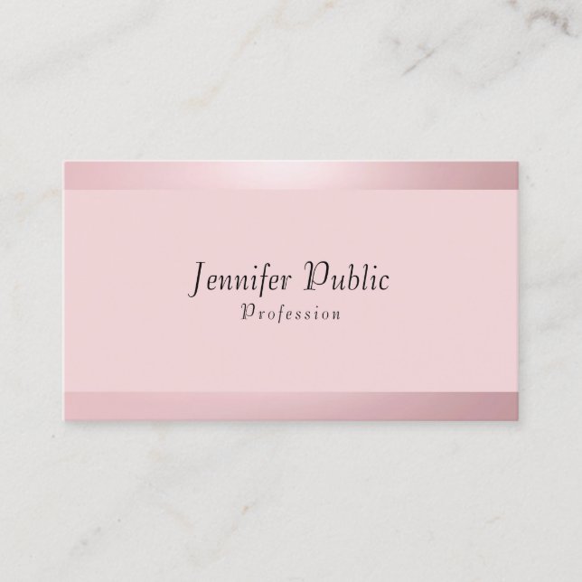 Carte De Visite Rose Gold Modern Elegant tendance Simple Modèle (Devant)