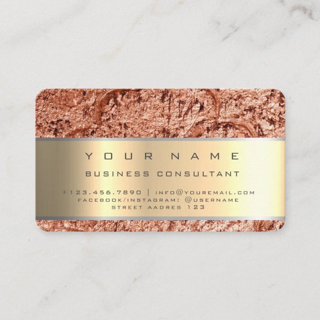 Carte De Visite Rose Gold Modern Professional Business Consultant (Devant)