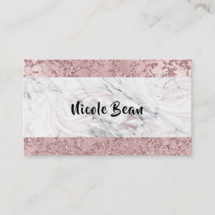 Carte De Visite Rose Gold Moderne Marbre & Paillettes Glamour