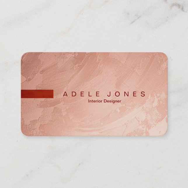 Carte De Visite Rose Gold Moderne Toscane & Rouge Modifiable (Devant)