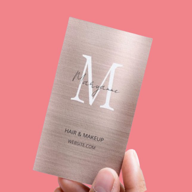Carte De Visite Rose Gold Monogramme Élégant Moderne (Créateur téléchargé)