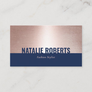 Carte De Visite Rose Gold Navy Blue