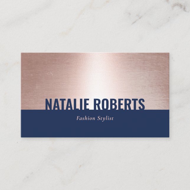 Carte De Visite Rose Gold Navy Blue (Devant)