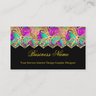Carte De Visite Rose Gold Noir Violet Turquoise Abstrait