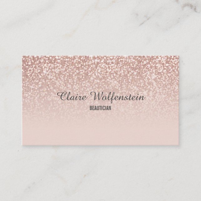 Carte De Visite Rose Gold Pailleté Chic Professionnel (Devant)