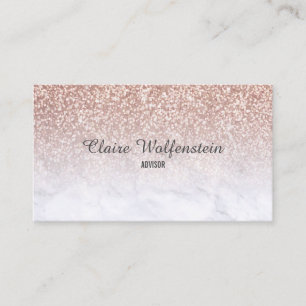 Carte De Visite Rose Gold Pailleté Marbre Script