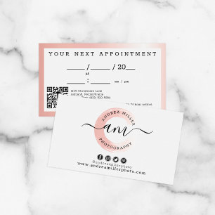 Carte De Visite Rose Gold Paint Swash Chic Logo Salon Rendez-vous