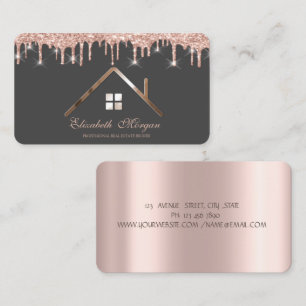 Carte De Visite Rose Gold Parties scintillant Drives Agent immobil