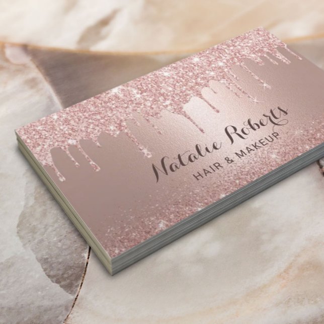 Carte De Visite Rose Gold Parties scintillant Drives Beauté Salon  (Créateur téléchargé)
