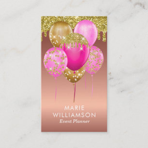 Carte De Visite Rose Gold Parties scintillant Événement Planificat