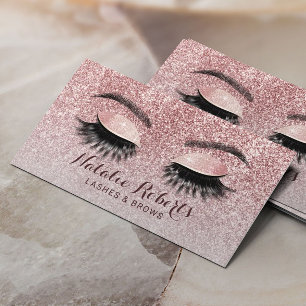 Carte De Visite Rose Gold Parties scintillant Eyelash Extensions B