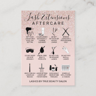Carte De Visite Rose Gold Parties scintillant Lash extensions Afte