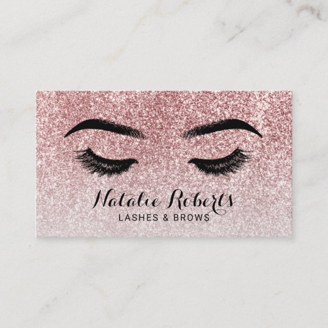 Carte De Visite Rose Gold Parties scintillant Lashes Bros Maquilla (Devant)