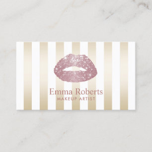 Carte De Visite Rose Gold Parties scintillant Lips Gold Stripes Ar