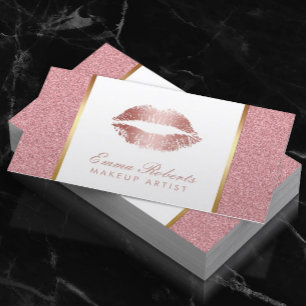 Carte De Visite Rose Gold Parties scintillant Lips Maquillage Arti