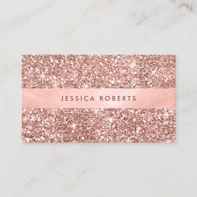 Carte De Visite Rose Gold Parties scintillant Motif Trendy Profess (Devant)