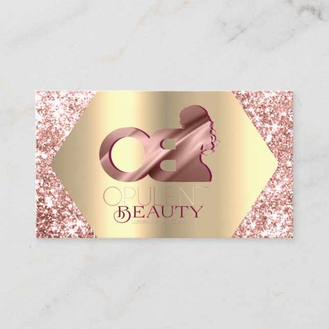 Carte De Visite Rose Gold Parties scintillant Prolongation des che (Devant)