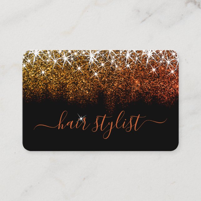 Carte De Visite Rose Gold Parties scintillant Spark Professional H (Devant)