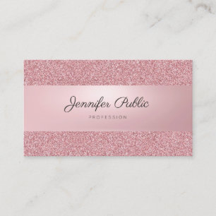 Carte De Visite Rose Gold Parties scintillant Texte manuscrit mode