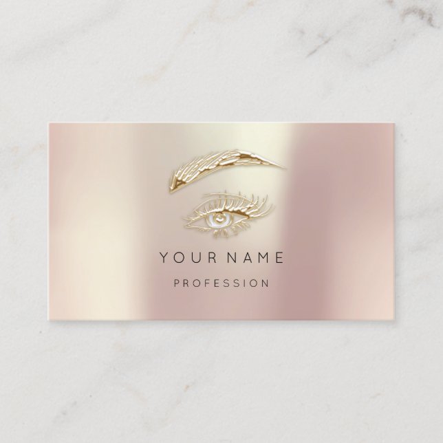 Carte De Visite Rose Gold Pearly Lashes Brows Maquillage professio (Devant)