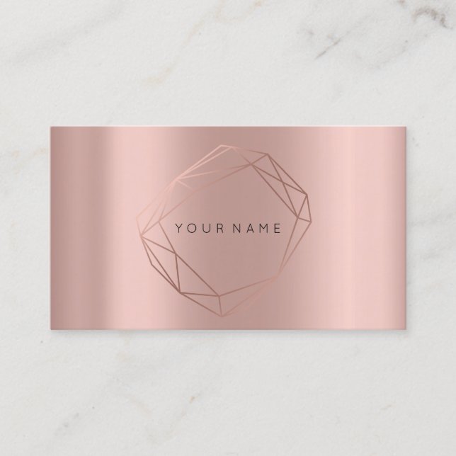 Carte De Visite Rose Gold Pearly Poligonal Frame Lux Copper Peach (Devant)