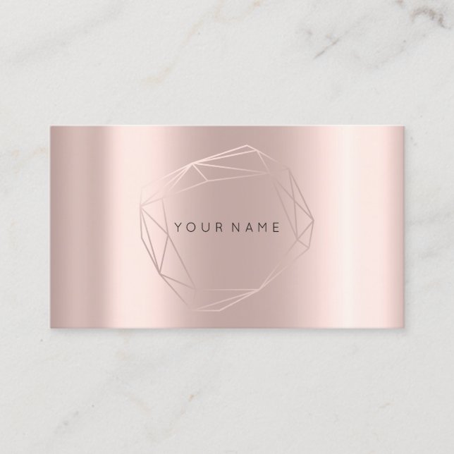Carte De Visite Rose Gold Pearly Poligonal Frame Lux Metallic (Devant)
