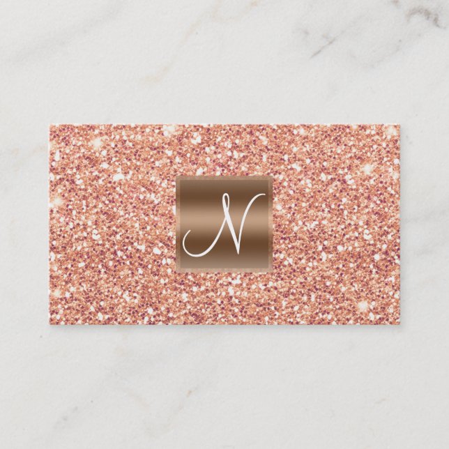 Carte De Visite Rose Gold Pink Glitter Chic Glam Glitzy Salon Spa (Devant)