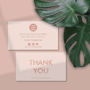Carte De Visite Rose Gold Rose Minimaliste Merci