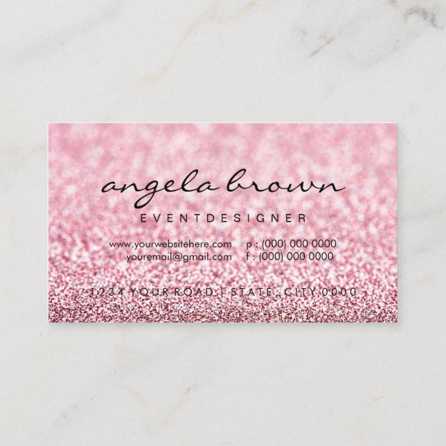 Carte De Visite Rose gold rose pailleté moderne (Dos)