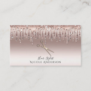 Carte De Visite Rose Gold Salon Hair Stylist Ciseaux Parties scint