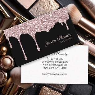 Carte De Visite Rose Gold Schwarz Glitter