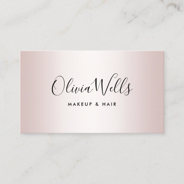 Carte De Visite Rose Gold Signature Script Social Media Business (Devant)