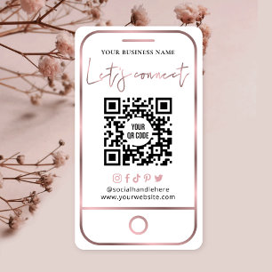 Carte De Visite Rose Gold Social Media QR Code Se Connecter Avec N