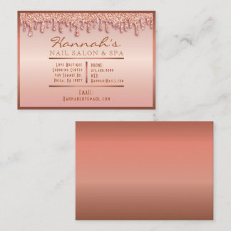 Carte De Visite Rose Gold Sparkle Nail Salon Spa Peach