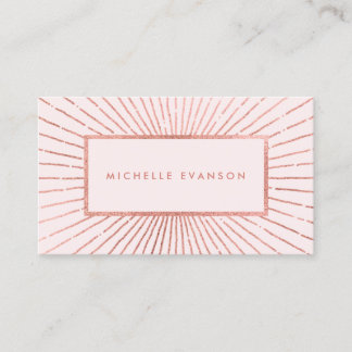 Carte De Visite Rose Gold Sunburst Blush Rose