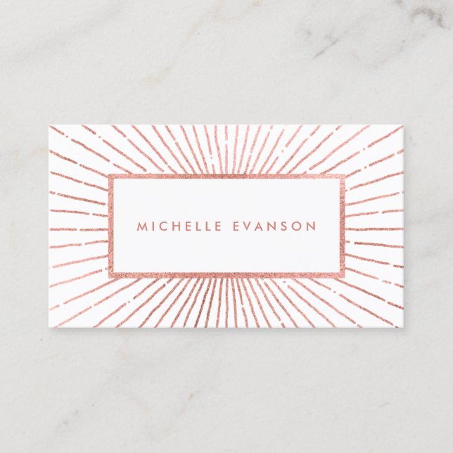 Carte De Visite Rose Gold Sunburst Professional (Devant)