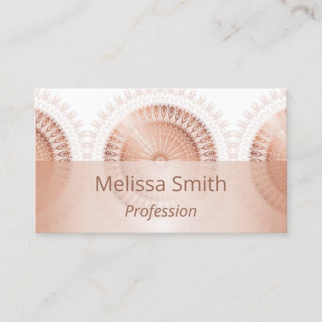 Carte De Visite Rose Gold Trifold Mandala (Devant)