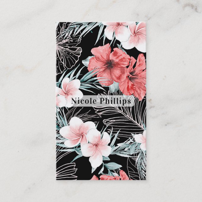 Carte De Visite Rose Gold Tropical Botanical Island Paradise Chic (Devant)