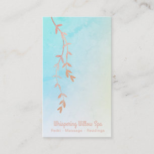 Carte De Visite *~* Rose Gold Willow Tree Branch Pastel Rainbow