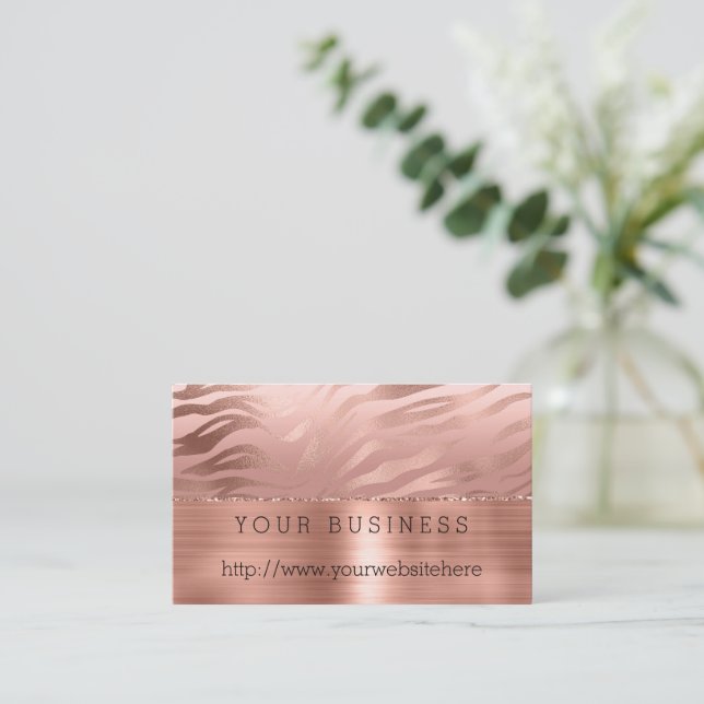 Carte De Visite Rose Gold Zebra (Debout devant)