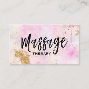 Carte De Visite Rose grunge à la mode d'or de thérapeute de