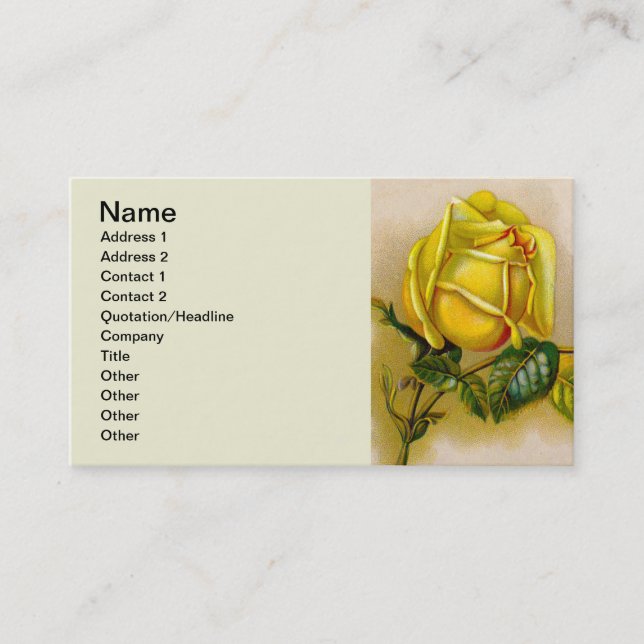 Carte De Visite Rose jaune Antique Vintage Imprimer Art (Devant)