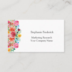 Carte De Visite Rose Jaune Rouge Bleu Floral Féminin