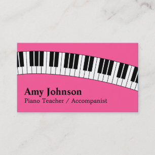 Carte De Visite Rose Jazzy, Moderne, Amusant, Professeur de Piano 